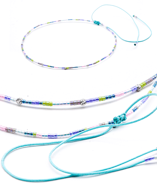 Choker multicolor cu Aur Alb 14K reglabil