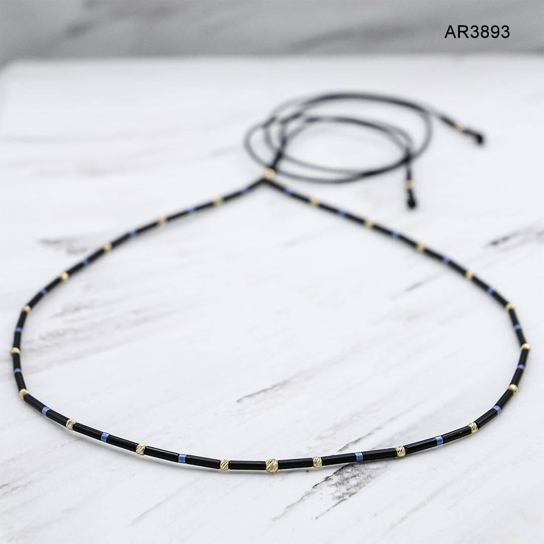 Choker Aur 14K cu Miyuki tubular 2mm si 6mm si bilute aur 2 si 2.5mm AR3893