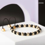 Bratara Aur 14K SKULL COLLECTION cu bilute aur si onix [AR4052]