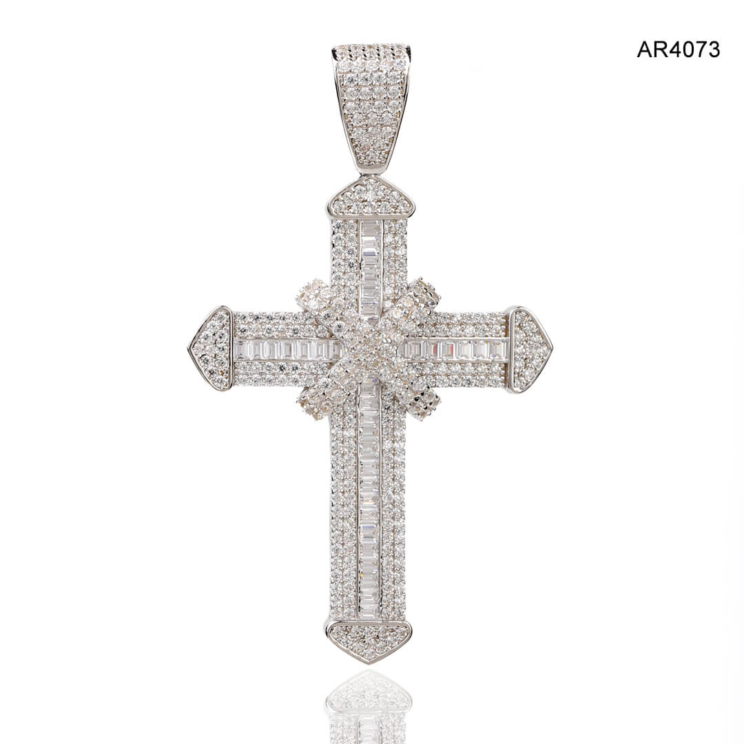 AR4073 pandantiv cruce din aur alb ARJEWELS