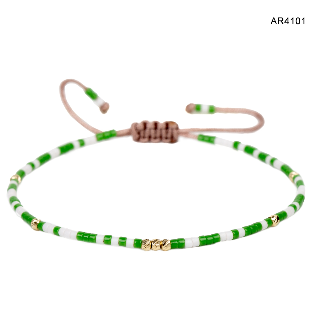 AR4101 bratara aur ARJewels cu pietre Miyuki alb si verde