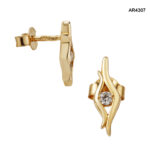 Cercei Aur 14K cu Diamante Naturale 0,04CT [AR4307] - imagine 2